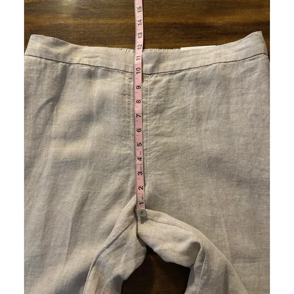 Chico’s 2 or US 12 Pants 100% Linen Straight Leg Pull On Crop 24" Inseam - Picture 8 of 10